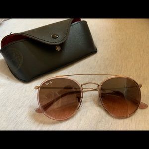 ray ban pink round double bridge sunglasses
